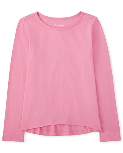 The Children's Place Girls Short Sleeve High Low T-Shirt T Shirt, Bright Pink, X-Small US