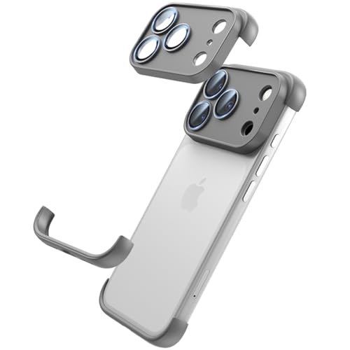 KUGEW for iPhone 18 Pro Max/17 Pro Max Frameless Bumper Case with Camera Lens Protector, Compatible with MagSafe, Minimalist Slim No Back No Frame Design TPU Bumper Excellent Heat Dissipation (Gray)