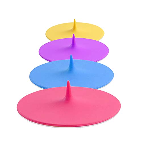 Silicone Cup Covers Set of 4 ， Multicolored Lids for Mugs Cups Tea PotsFlexible Mug Covers，Hot Cup Lids for for Coffee Tea