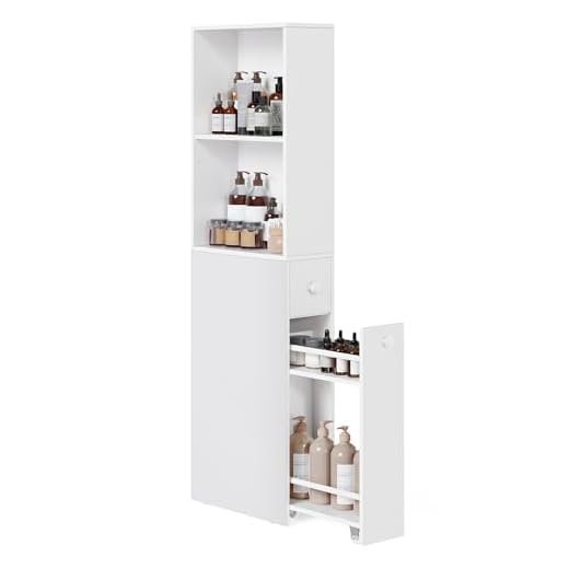 33+ Creative Toilet Paper Storage Ideas You Need to Try 6 VASAGLE Slim Bathroom Storage Cabinet, Narrow Freestanding Bathroom Cabinet with Storage Drawers and Adjustable Shelf, for Small Spaces, Modern Style, White UBBK567T14