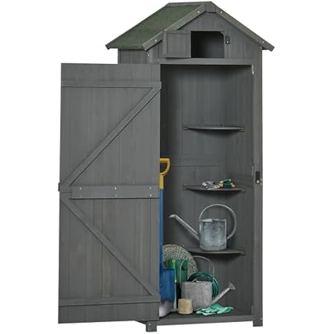 Outsunny Wooden Garden Shed, Utility Outdoor Small Shed Cover