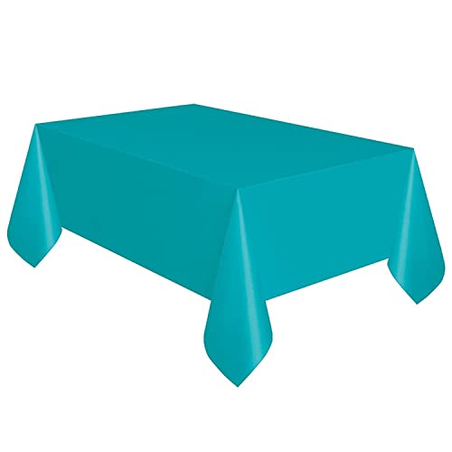 Nappe bleu turquoise en plastique (137 x 274 cm)