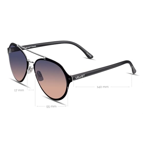 Velvet Eyewear Womens Aviator Sunglass Style Jesse in Black- 100% UV Protection - Designed for Women - Designed in the USA, Medium3