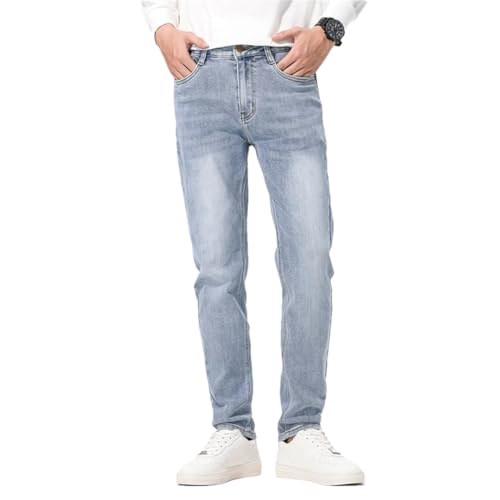 Mens Baggy Straight Korean Jeans Pants Denim Trousers Streetwear Denim Jeans Light Blue 31