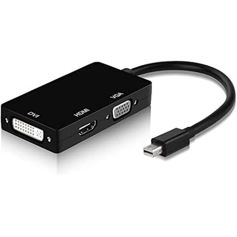 VIPMOON Thunderbolt Adapter, Mini Display Port Thunderbolt to DVI VGA HDMI 3 In 1 Adapter Video Converter Cable for 4K x 2K Resolution PC MacBook/iMac/Microsoft Surface Pro/Thinkpad (Black) Cover