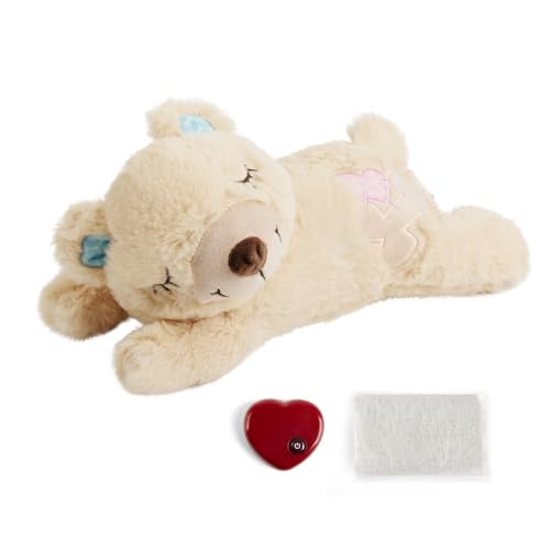 Pet Prime Peluche Apaisante pour Chien (Ours) – avec Battement de Cœur & Sac Chauffant, Anti-Stress, Sommeil Paisible, Idéal Contre l'Anxiété de...