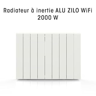 BATILEC - Radiateur à inertie alu ZILO WiFi 2000 W - Chauffage électrique connecté Tuya, IP24, thermostat précis, 4 modes de chauffe, fil pilote 6 ordres, sécurité enfant