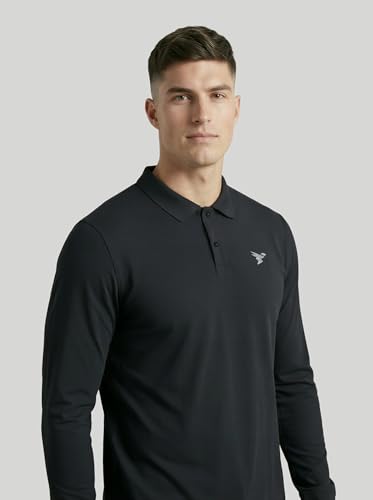 Image of TECHNOSPORT Men's Solid Full Sleeve Polo T-Shirt MATPIQ Quick Dry Slim Fit Sports Tee for Travel Casual Smart Wear UPF50+ Anti Odour