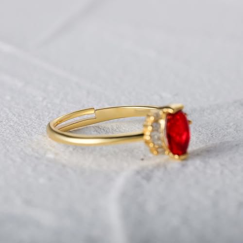Anillos de boda de oro 9K y rubí de 5x7mm para uso diario casual 4