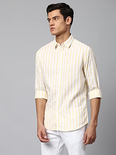 Image of Dennis Lingo Men's Striped Slim Fit Casual Shirt for Men with Spread Collar