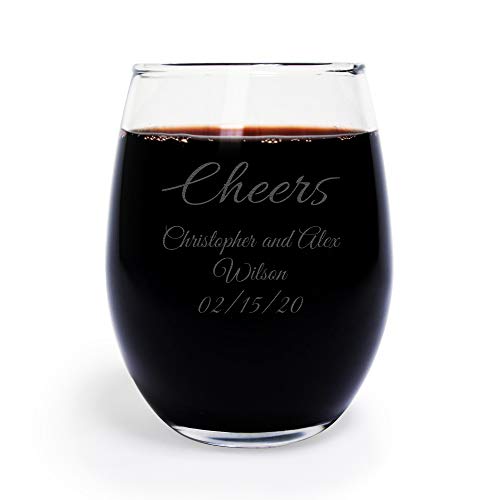 72 Pack Cheers Laser Engraved 9 Ounce Wine Glasses Stemless Wine Glass Anniversary Wedding Favor Bride to Be Best Friend Gift