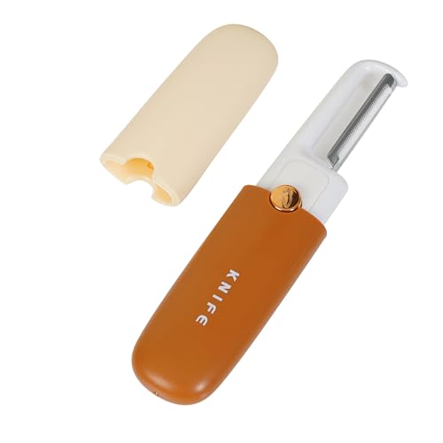 Image of TRUESOLE 2 in 1 Peeler Knife Set - Stainless Steel Foldable Travel Knife with Peeler, Compact & Lightweight, Portable Kitchen Tool for Fruits & Vegetables, Pocket Knife with Case Cover (Orange)