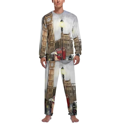Pyjama homme haut et bas de pyjama manche longue pantalon vêtements de nuit Rue De La Ville
