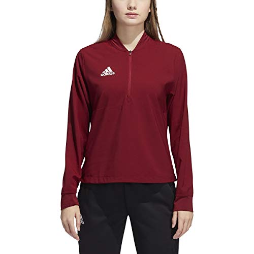 adidas Long Sleeve 1/4 Zip Top - Women's Casual M Team Collegiate Burgundy/White