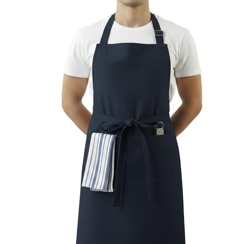 Image of Personalized Custom Apron - 100% Cotton, Adjustable Neck strap, Large Pocket - Unisex Apron for Men & Women - Cooking, Baking, BBQ, Customizable