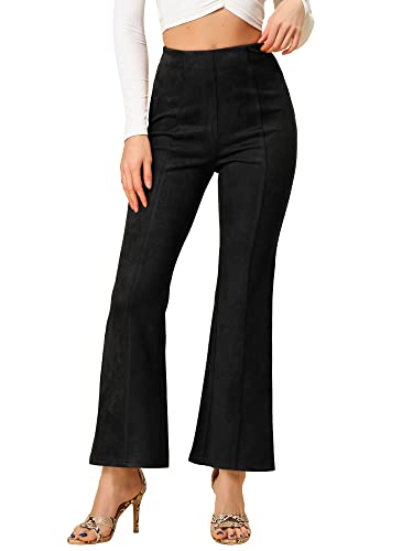 Image of Allegra K Women's Faux Suede Pants Business Casual Wide Legs Bell Bottom Flared Trousers