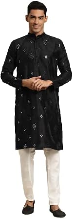 Sojanya Since 1958 MenS Silk Blend Mirror Work Indian Traditional Ethnic Dresses Only Long Kurta