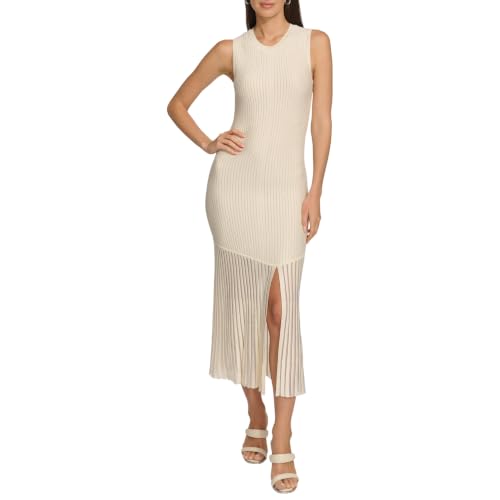 Robe maxi en tricot côtelé DKNY robe longue sans manches femme