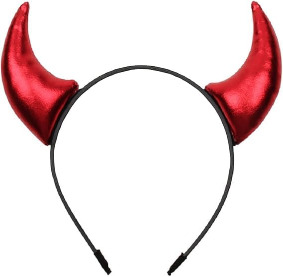 CHONGQILAO Schwarz Teufel Stirnband, Horn Stirnband Halloween, Teufelshörner Haarreif, Horn Kopfschmuck Halloween für Damen Herren, Hörner Haarreif Teufelshörner Stirnbands für Fasching, Karneval