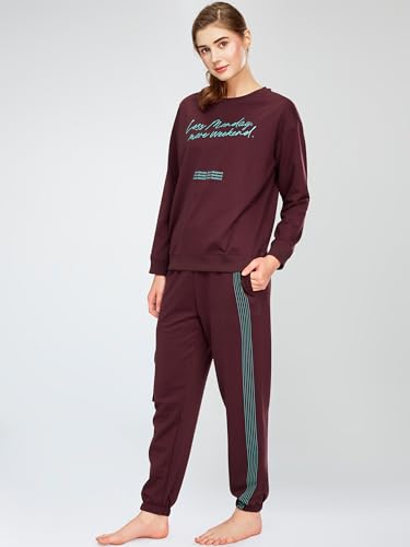 Image of ZEYO Women's Cotton Track Suit Typography Printed Sweatshirt Co-ords Set 5821