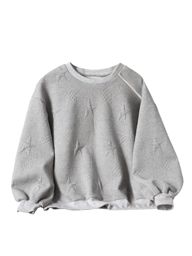 SweatyRocks Girl's Star Graphic Sweatshirt Crew Neck Long Sleeve Dressy Casual Pullover Tops