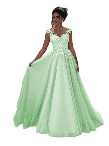Robe de soirée longue en tulle menthe 42 cocktail mariage bal femme