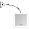 JiBen Square Flexible Gooseneck LED Lighted 10X Magnifying Makeup Mirror, Power Locking Suction Cup, Bright Diffused…