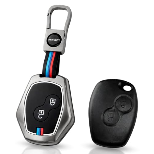 Image of KEYCEPT 2 Button Remote Keyshell Compatible with Renault Logan , Duster , Verito , Lodgy with Metal Key Cover and Keychain(Keyshell & Metal Cover)