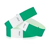 100 WristCo Pantone Green Tyvek Wristbands for Events - Comfortable Tear Resistant Paper Bracelets ID Wrist Bands for Concerts Festivals Admission Party Identification