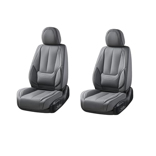 Image of Coverado Seat Covers, Car Seat Covers Front Seats, Car Seat Cover, Car Seat Protector Waterproof, Car Seat Cushion Nappa Leather, Gray Seat Covers Carseat Cover Universal Fit for Most Cars