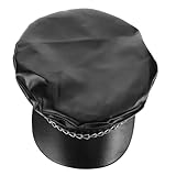Yardenfun Gorra Marinera de PU con Cadena para Retro con Visera Gorra Cabbie Accesorio Unisex para Fiestas y Diario