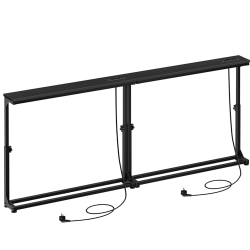 HOOBRO Schmale Konsolentische (15 cm breit), 2er-Set, höhenverstellbar (63,5-83,5 cm), Sofatische mit Ladestation, Beistelltische, Wohnzimmer, Metallgestell, Schwarz EBB95CXGP201