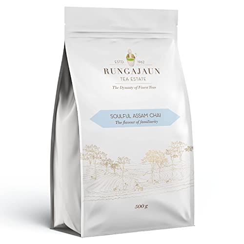 Image of Rungajaun Soulful Assam Black Tea Granules 500gm, Assam Premium Tea, Black Tea Pouch, Assam Tea CTC Black Tea - PF, 100% Natural Made with Malty, Gutty, Brisk, Strong & Creamy Flavor, Strong Assam CTC Chai