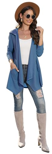 Image of VIISHOW Womens Lightweight Casual Hoodie Cardigans Open Front Waffle Knit Long Sleeve Outwear Coat with Pockets