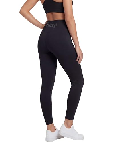 Juicy Couture Womens Leggings High Waisted Yoga Pants Tummy Control Workout Athletic Compression Running Gym Pilates- Solid Black Beauty S
