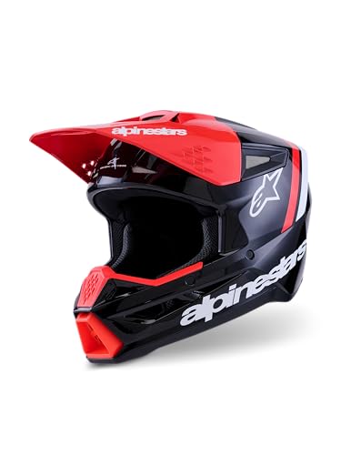 Alpinestars S-M3 Radium Casco da Motocross, Nero/Rosso, M (57/58)