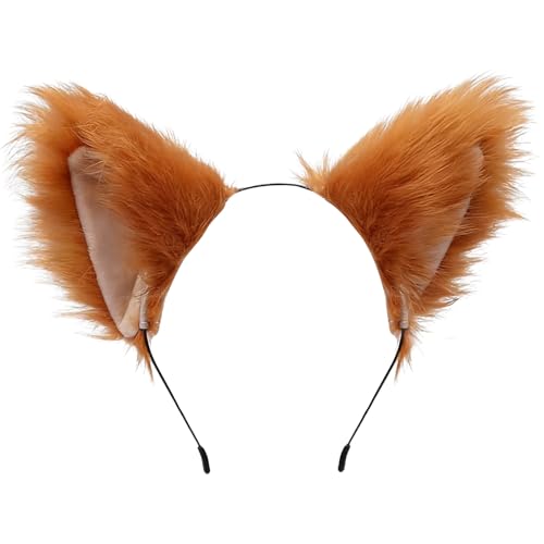 CloudWei SmartSelect Faux Fur Fox Ears Furry Ears Fox Cat Ears Wolf Ears Lion Ears Headband Hair Hoop Hairband Animal Ears Cosplay Costume for Parties Fox Headband Costume Stage Show