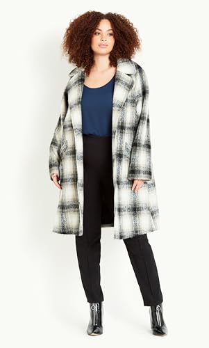 EVANS Women's Plus Size Crombie Check Coat2