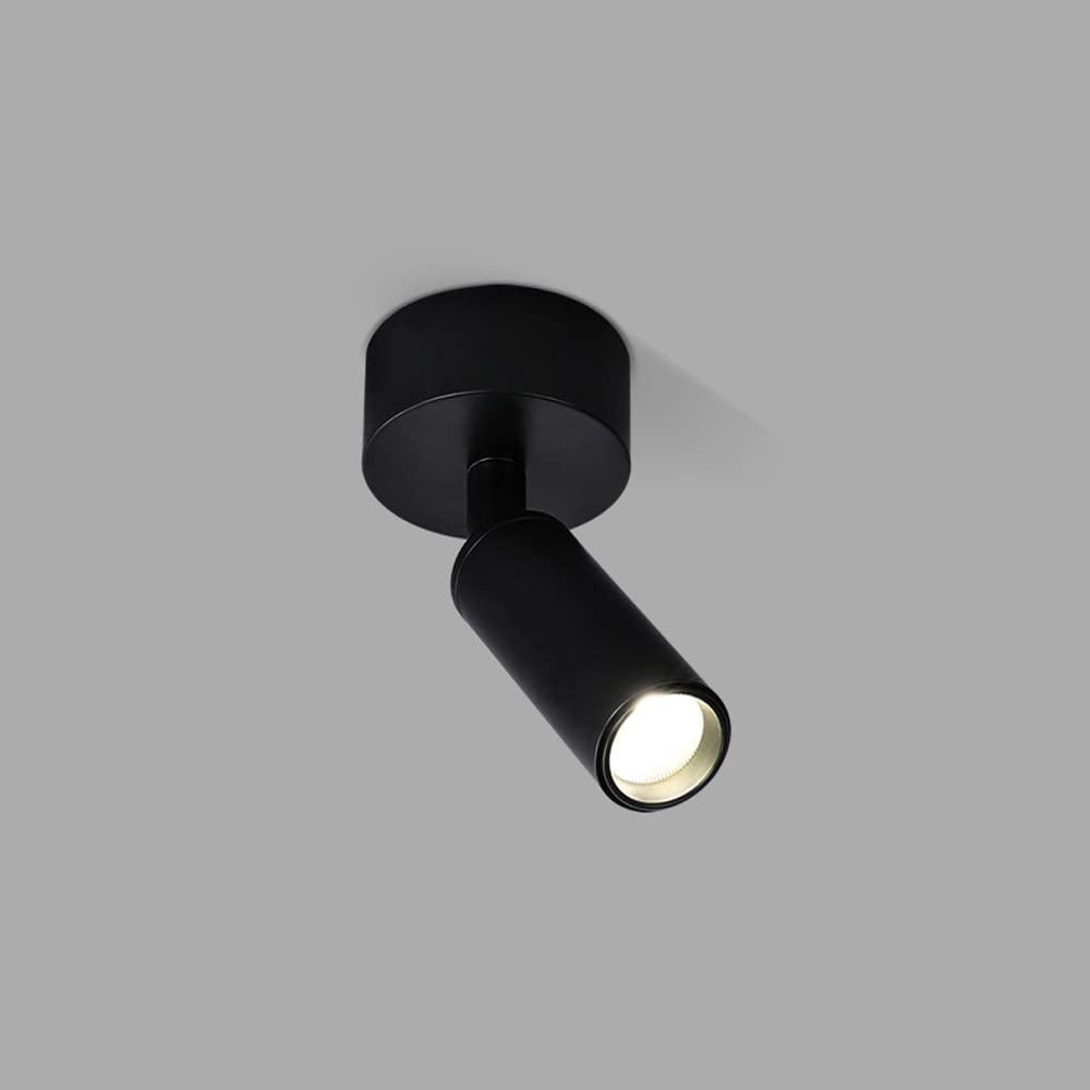 BHGFYXBS Led Ceiling Spotlight Adjustable Surface Mount Spot Lighting Indoor, 5W 6000K Directional Spotlights Accent Lamps Wall Swivel Lamps For Living Room Gallery Corridor,Svart