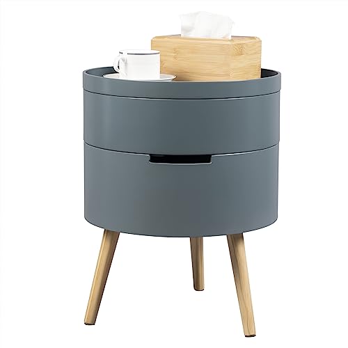 WOLTU Mesitas de Noche Mesilla de Noche con Espacio de Almacenamiento MDF Gris 38x38x51cm TS50gr-1