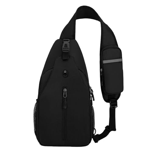 Aucuu Sling Rucksack, Brusttasche Sling Bag Klein, Schultertasche, Multipurpose Crossbody Bag, Crossbody Umhängetasche mit Kopfhörerloch, Schulterrucksack für Wandern Reisen Klettern Herren Damen