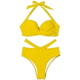 Bikini de Baño Ropa de Playa para Mujers Dos Piezas Sexy Bañador Estampado Floral Talla Grande Bikini con Relleno Bañador Mujer con Cuello en V One Piece 108