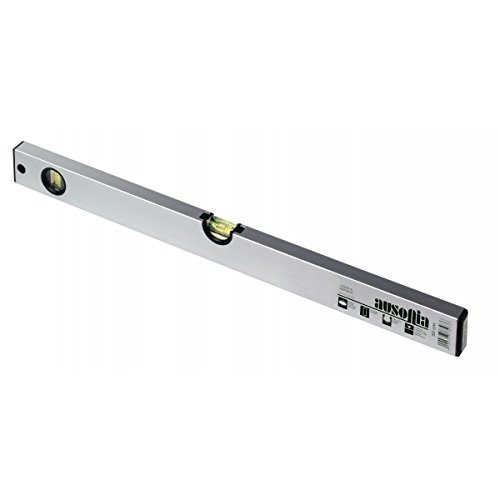 AUSONIA 87445 NIVEAU A BULLE PROFESSIONNEL NIVEAU TUBOLAIRE EN ALUMINIUM ANODISÉ DE 80 CM AVEC 2 AMPOULES INCASSABLES ET ANTICHOCS DE PROTECTION EN PVC