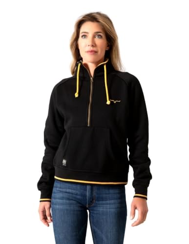 Kimes Ranch Malta - Sudadera corta con cremallera Qtr para mujer, Negro -, XL