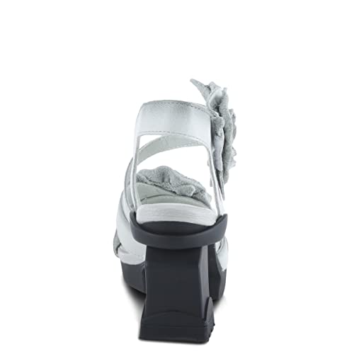 Image of Spring Step L'Artiste Shelly - Women's Hand-Painted Floral Leather Platform Sandal with Adjustable Ankle Strap - Artistic Block Heel For Everyday Wear