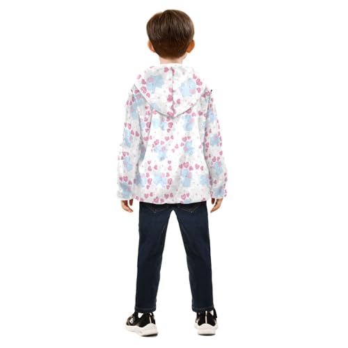 Cute Baby Elephants and Love Girls Fleece Jacket Girls Fall Jacket Girls Zip Up Hoodie Girls Sherpa Jacket 2-10T4