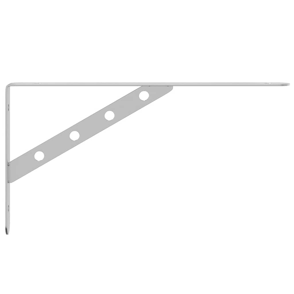 Juego de 4 soportes de estante de acero inoxidable cepillado de 30 x 15,5 cm, soporte para estante de bricolaje, carga de hasta 50 kg, con tornillos y tacos, color plateado