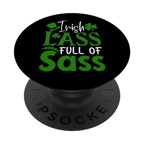 Irish Lass Full Of Sass St Patricks Day Clover PopSockets Swappable PopGrip