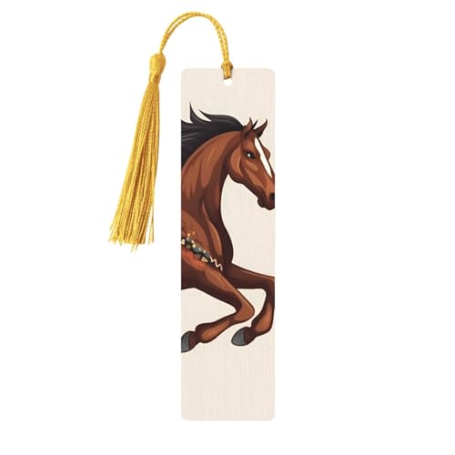 ブラウンホース木製しおり DIY 木製クラフトしおり カラフルなタッセル付き 木製ギフトタグ ラベル 本好きの方への珍しいギフト 男性 女性