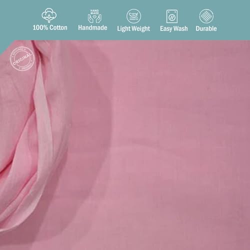 Image of 100% Pure Cotton Solid Mulmul Fabric Material|Reusable Ultra Fine Mulmul Fabric|Lightweight Soft Smooth Piece Linning,Stole,Dupatta,Cushion Pillow Cover (Primrose Pink,2.5 Meters)